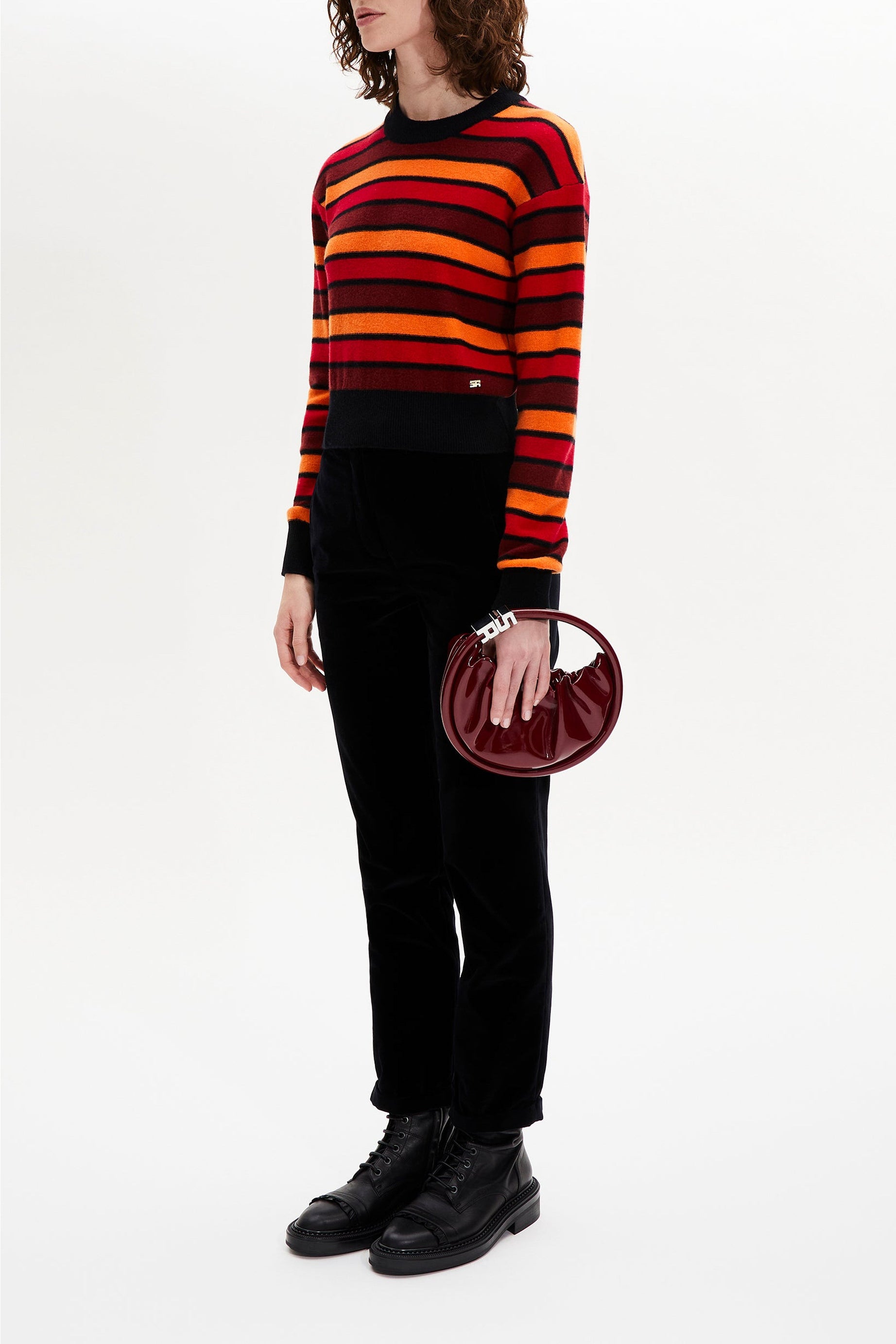 Pull Poor Boy manches longues en laine - Rouge & Orange