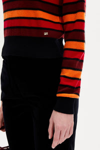 Pull Poor Boy manches longues en laine - Rouge & Orange
