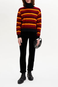 Pull col roulé Poor Boy en laine - Rouge & Orange
