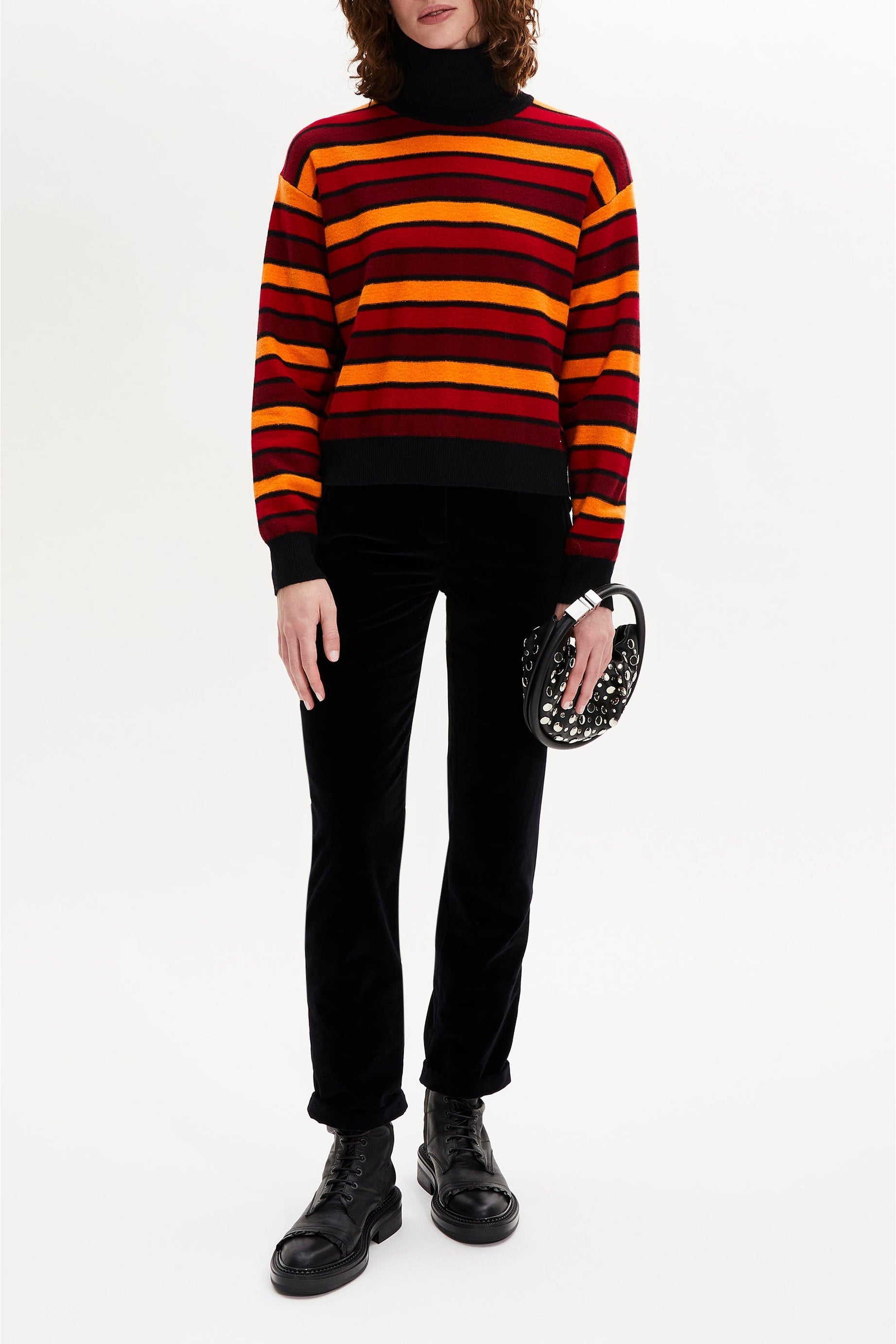 Pull col roulé Poor Boy en laine - Rouge & Orange
