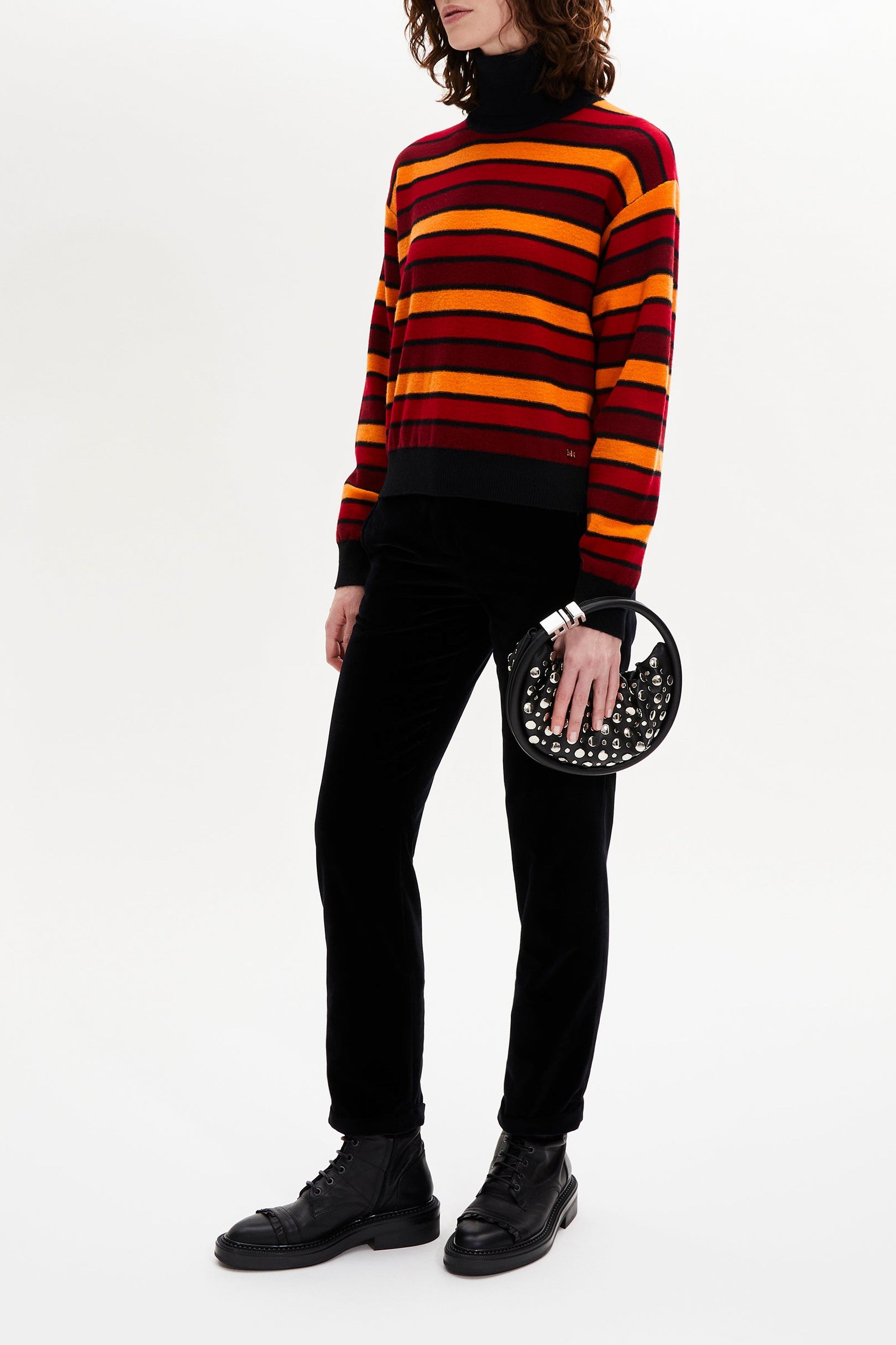 Pull col roulé Poor Boy en laine - Rouge & Orange
