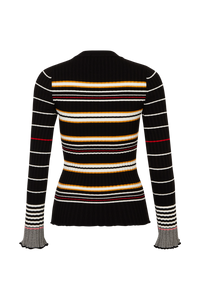 Pull col rond à manches longues en laine - Noir