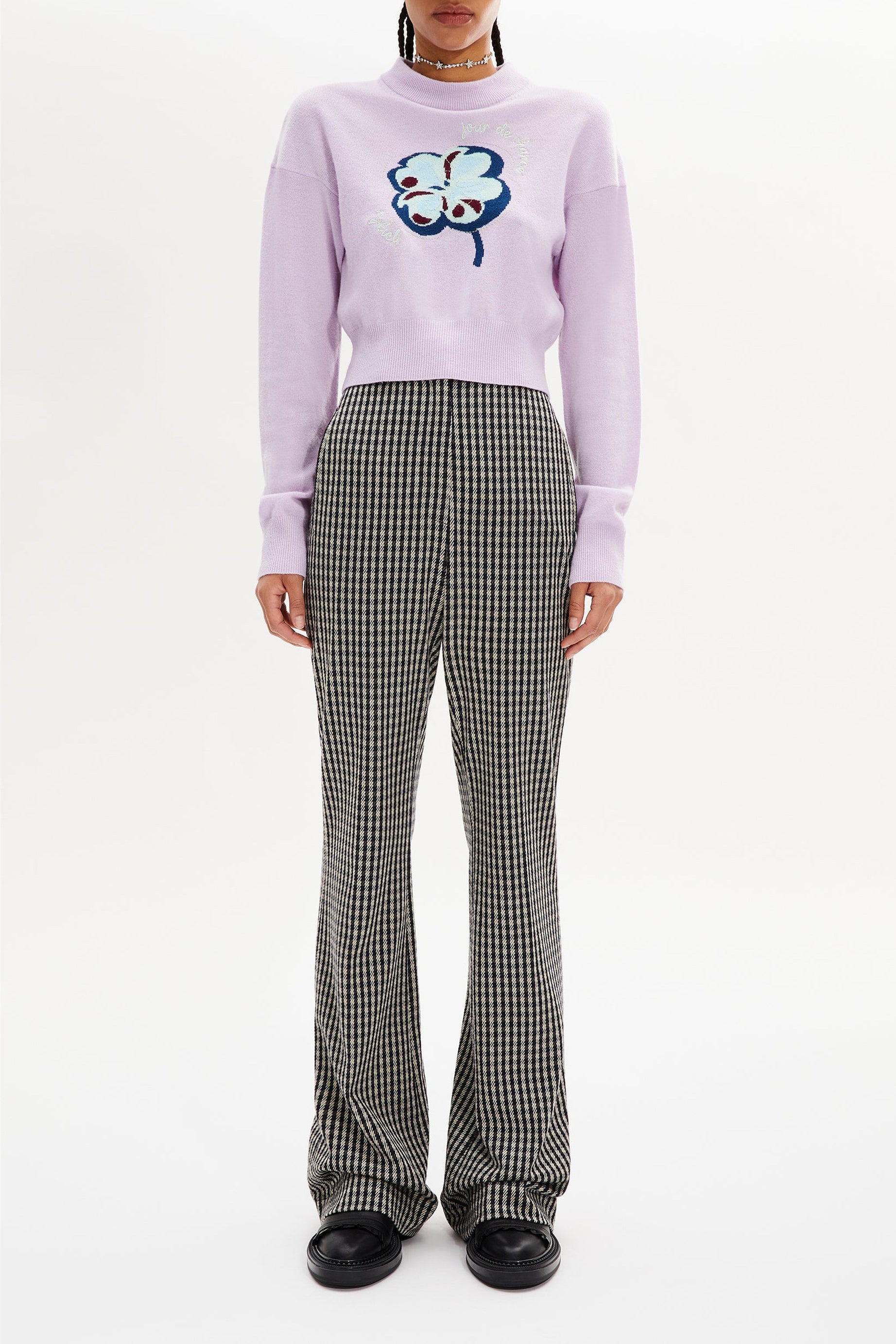 Pull manches longues en cachemire - Lilas