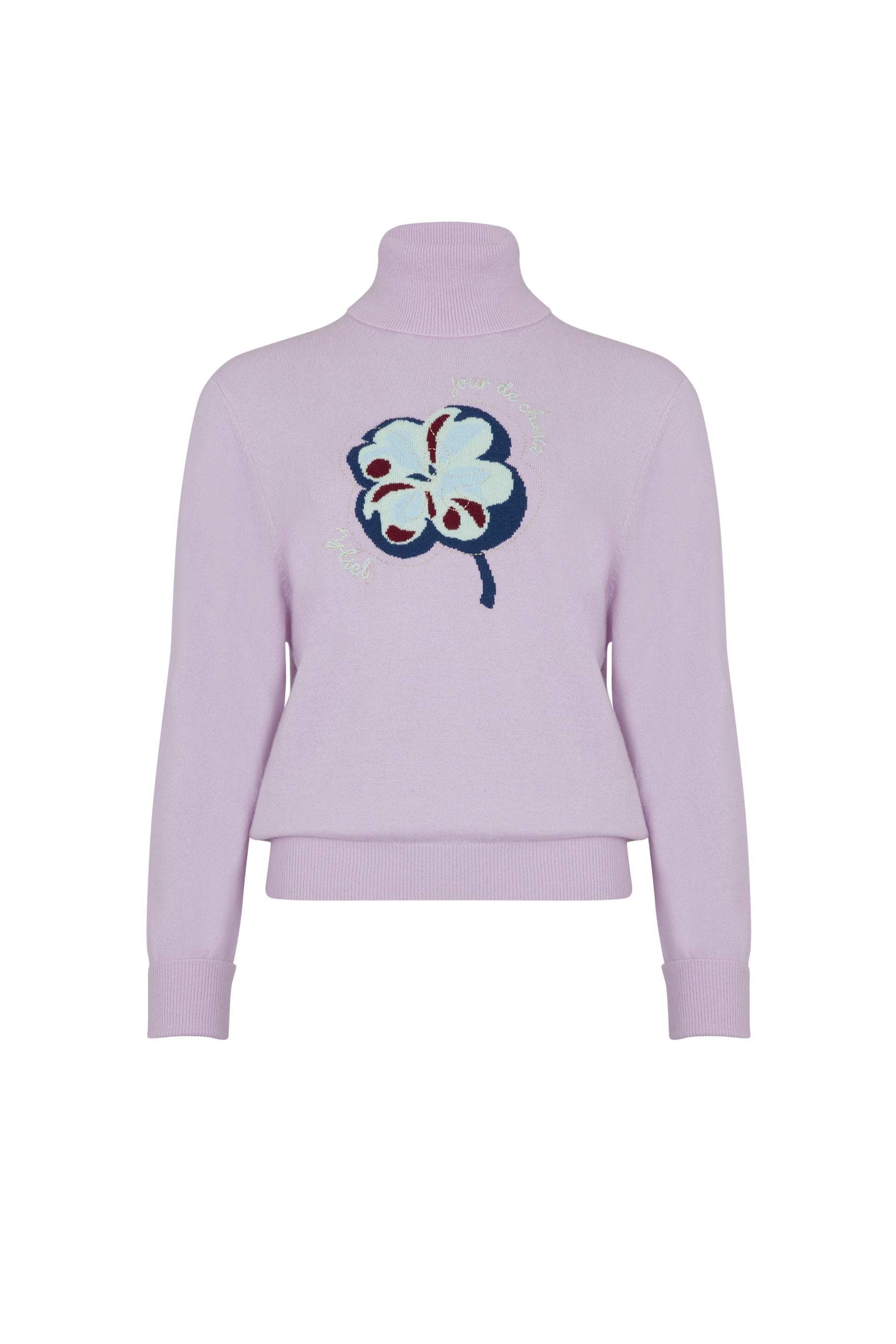 Pull col roule en cachemire - Lilas