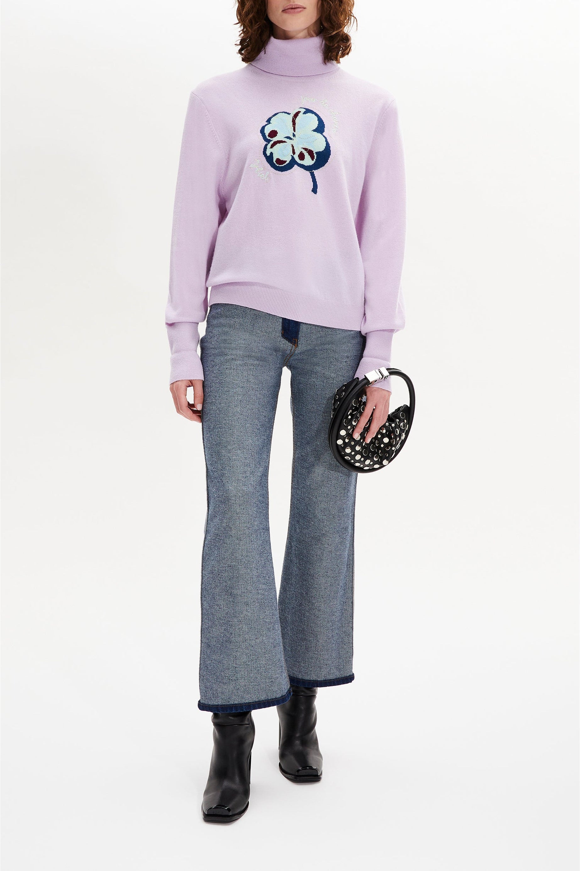 Pull col roule en cachemire - Lilas