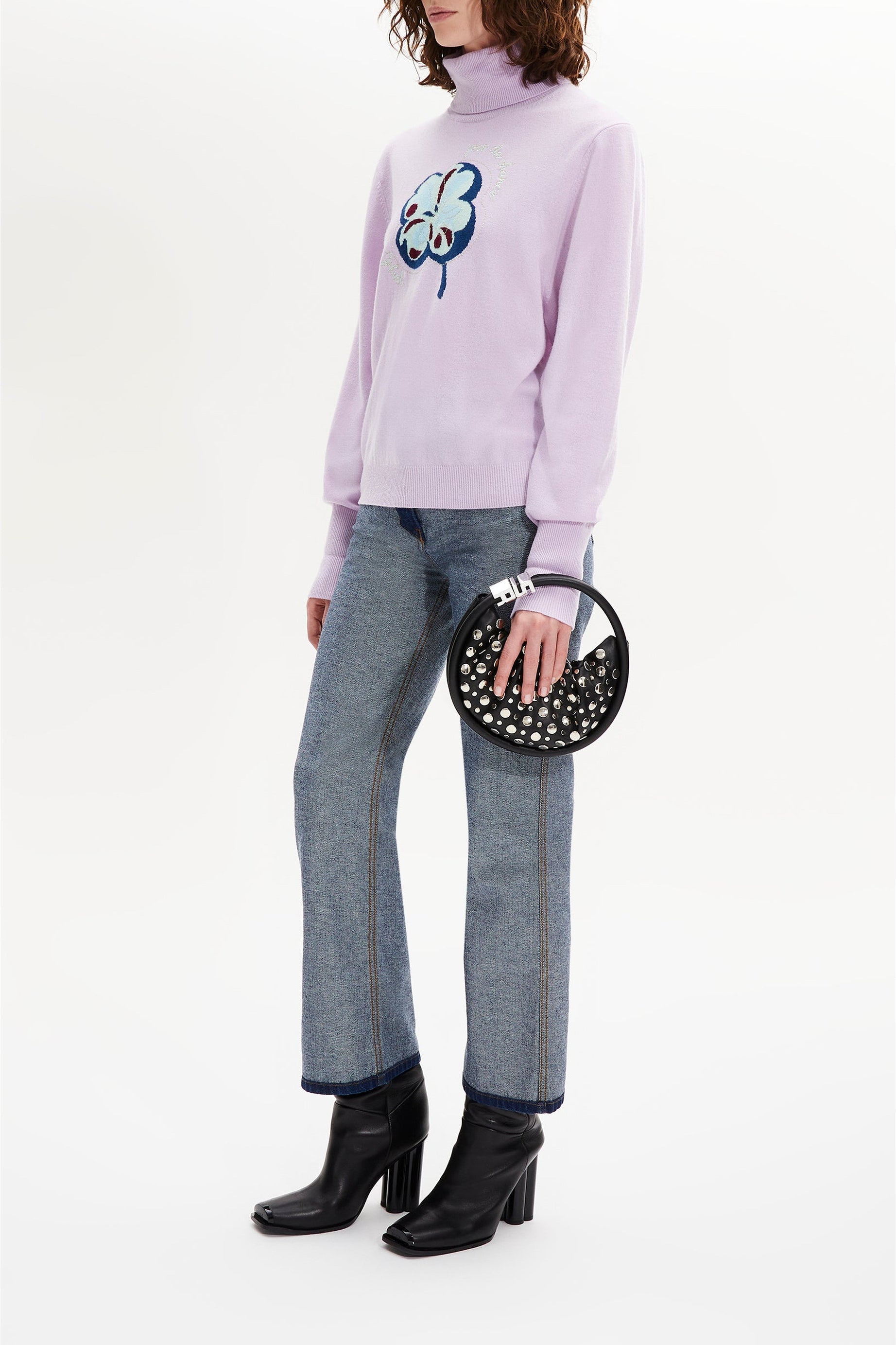 Pull col roule en cachemire - Lilas