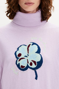 Pull col roule en cachemire - Lilas