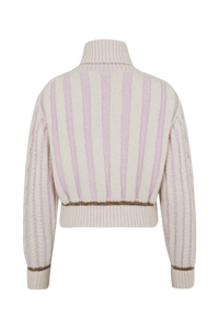 Pull col roulé torsadé à manches longues en alpaga - Lilas