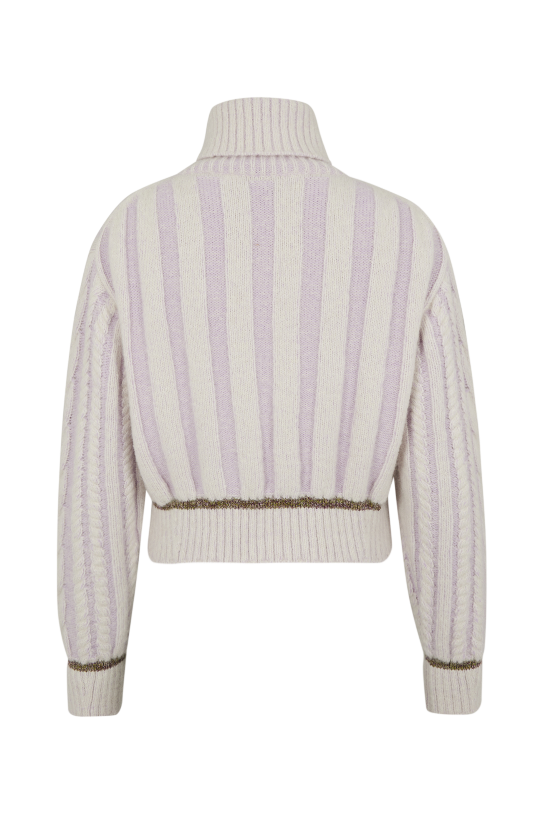 Pull col roulé torsadé à manches longues en alpaga - Lilas
