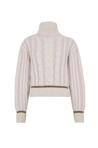 Pull col roulé torsadé à manches longues en alpaga - Lilas