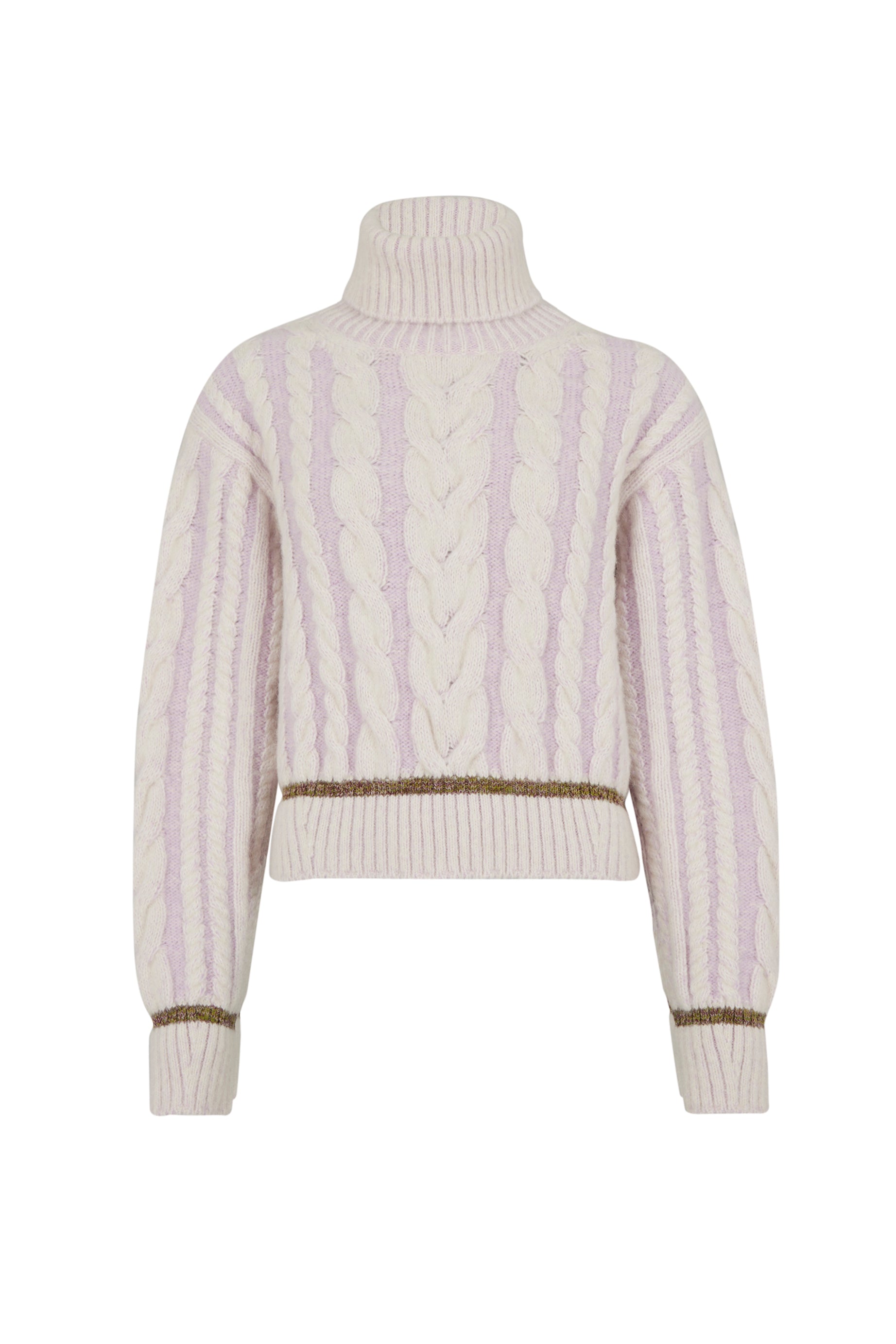 Pull col roulé torsadé à manches longues en alpaga - Lilas