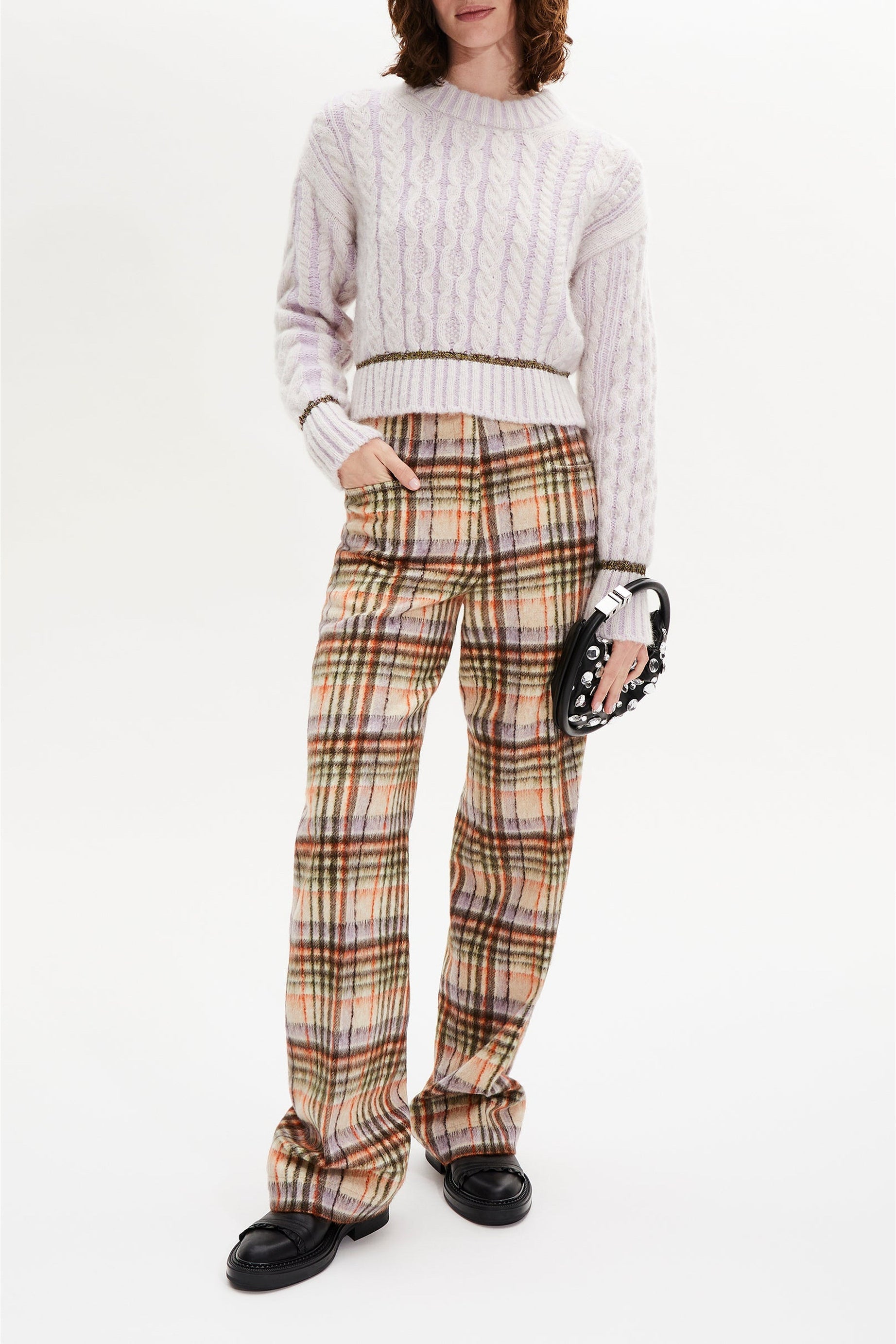 Pull Boxy manches longues en alpaga - Lilas
