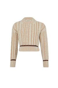 Pull Boxy manches longues en alpaga - Écru