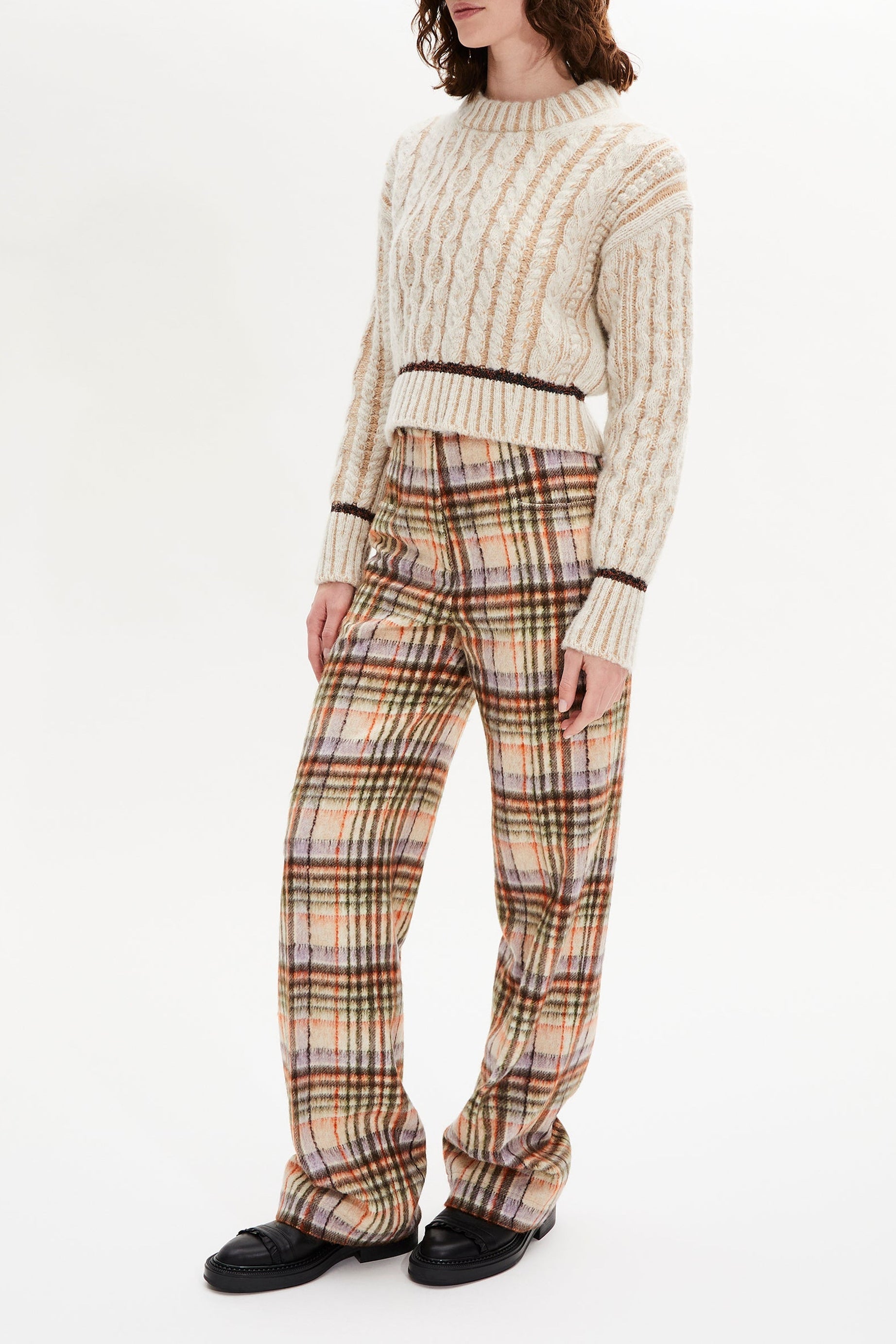 Pull Boxy manches longues en alpaga - Écru