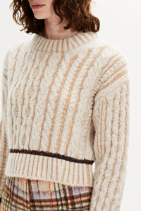 Pull Boxy manches longues en alpaga - Écru