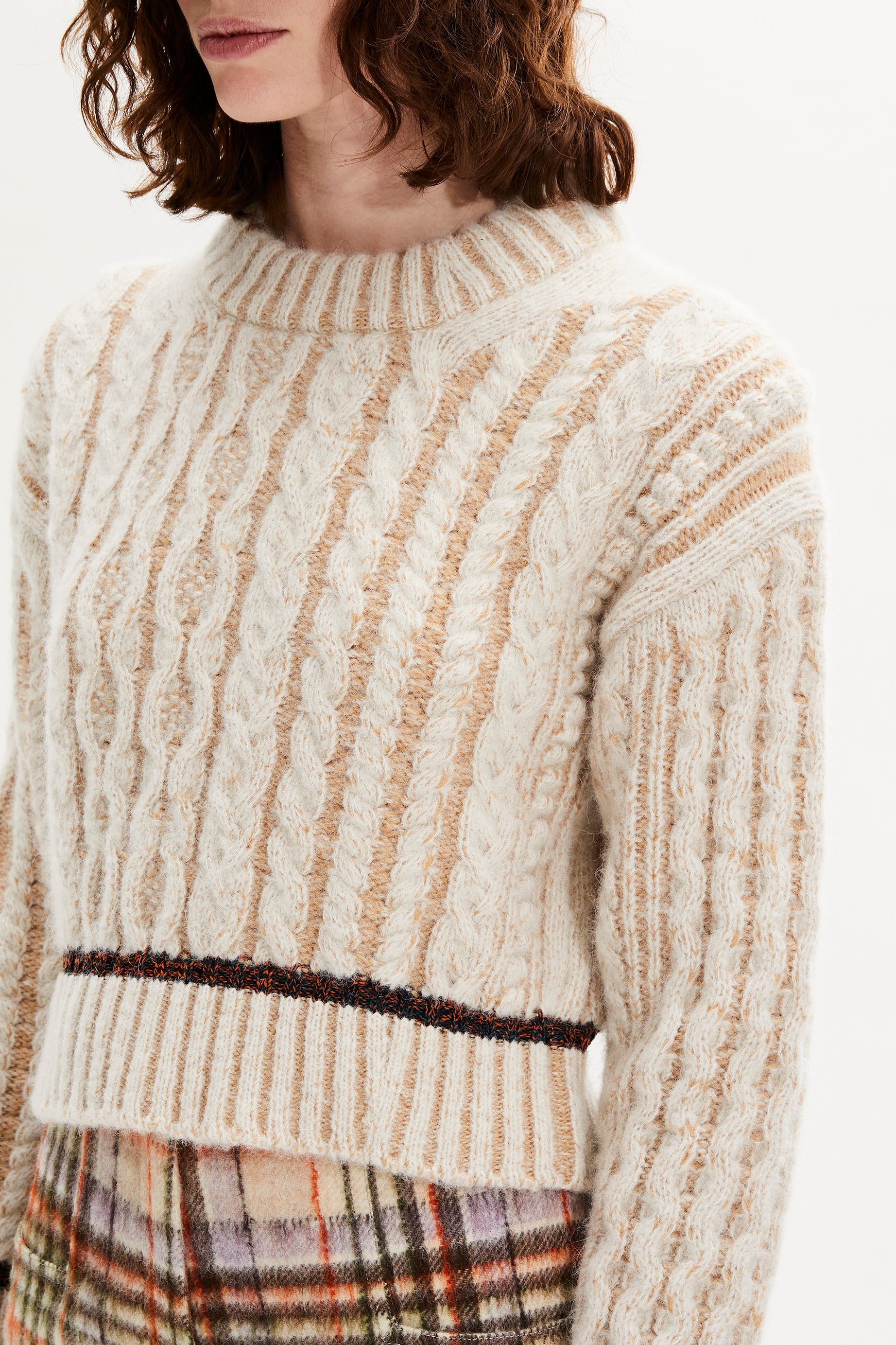 Pull Boxy manches longues en alpaga - Écru