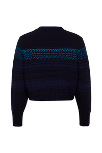 Pull Boxy manches longues en laine - Bleu