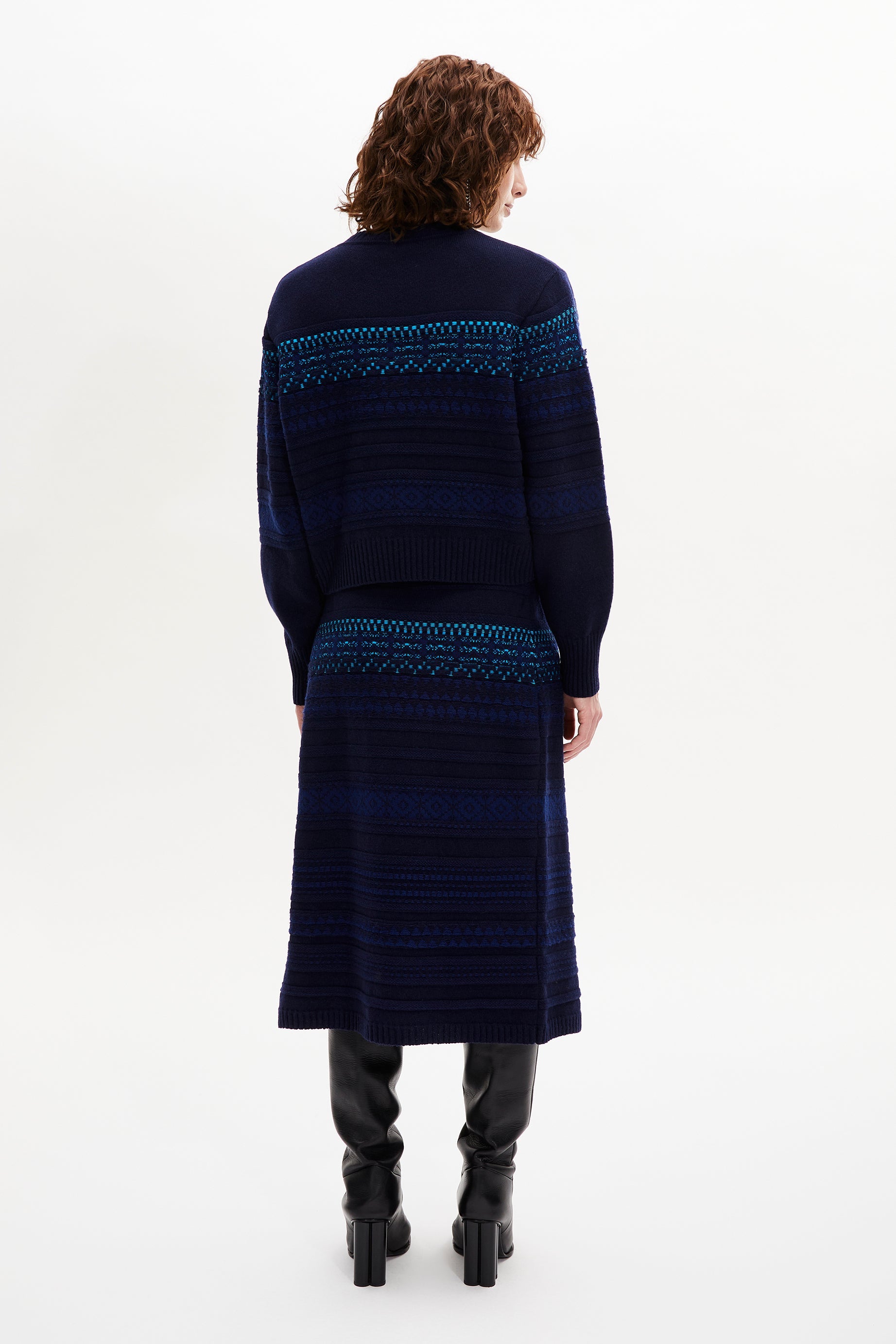 Pull Boxy manches longues en laine - Bleu