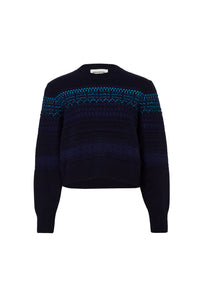 Pull Boxy manches longues en laine - Bleu