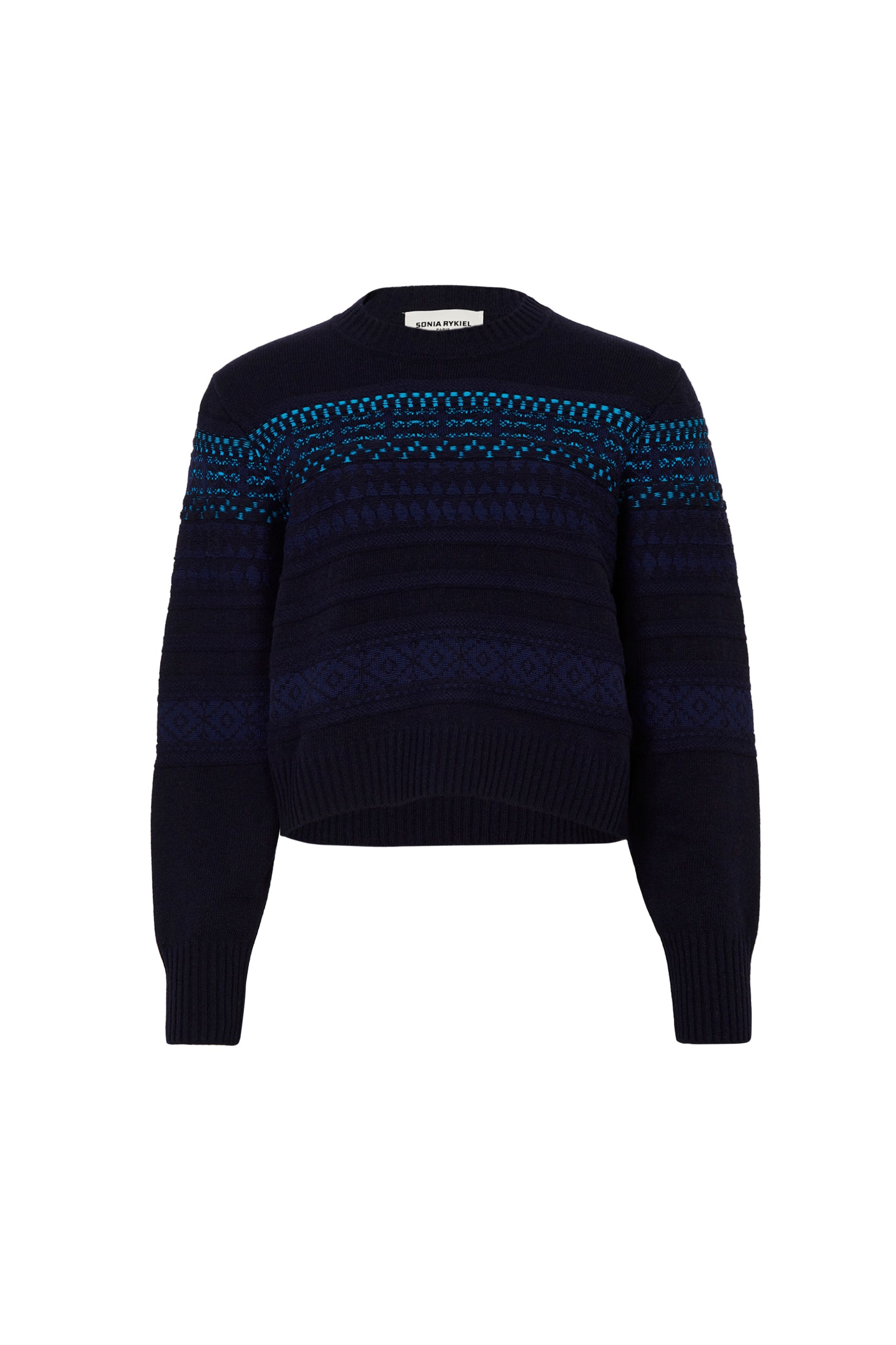 Pull Boxy manches longues en laine - Bleu
