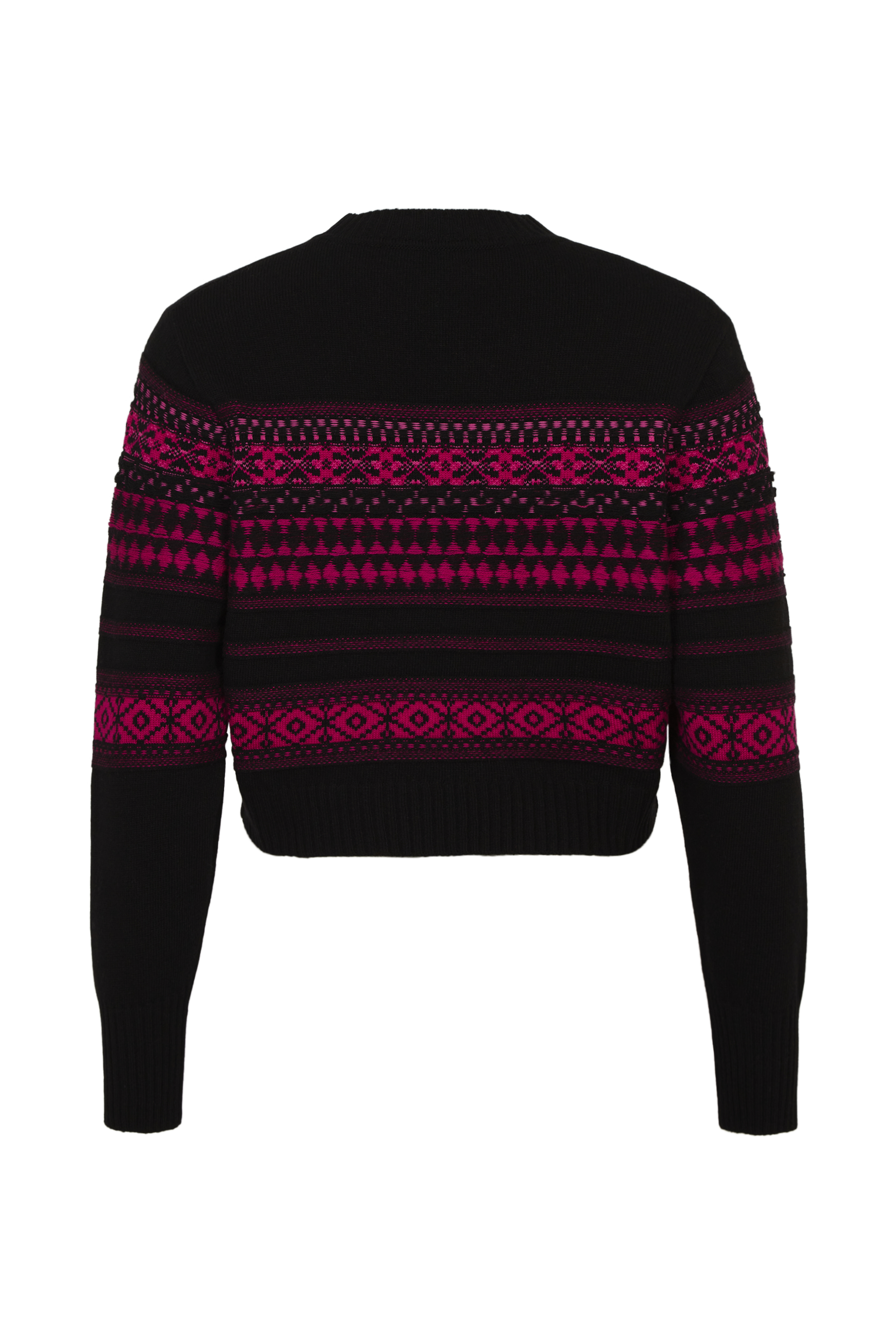 Pull Boxy manches longues en laine - Fuchsia
