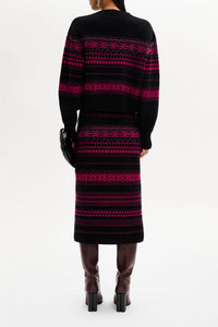 Pull Boxy manches longues en laine - Fuchsia
