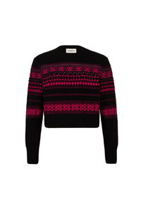 Pull Boxy manches longues en laine - Fuchsia