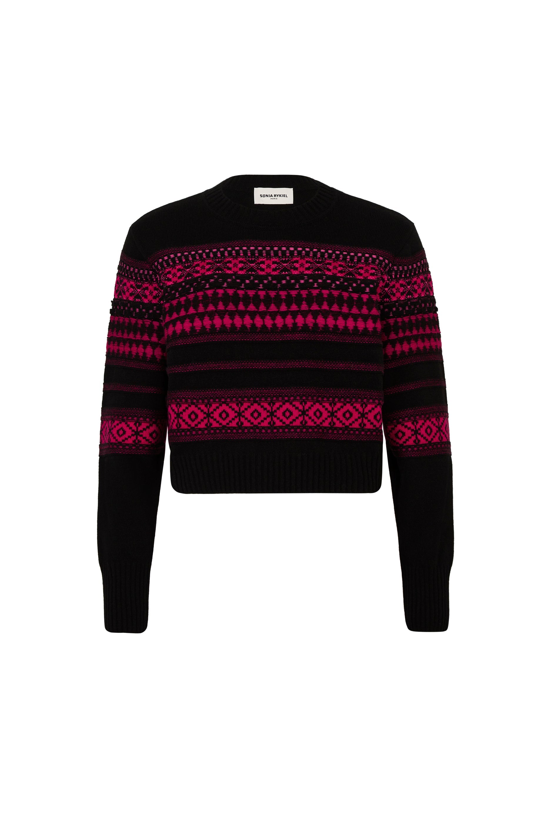 Pull Boxy manches longues en laine - Fuchsia