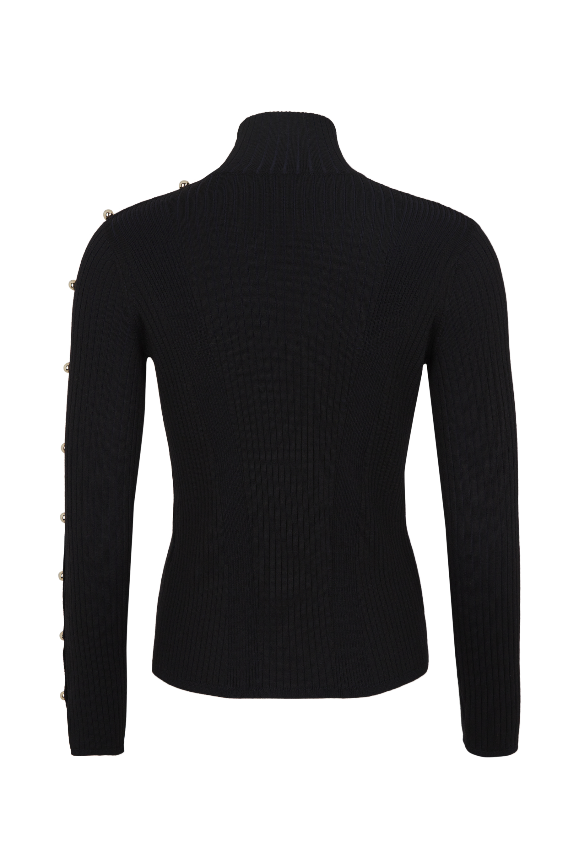 Pull col roulé à boutons argentés - Noir