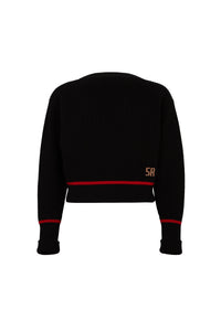 Pull à manches longues coudées en laine - Noir