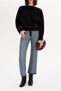 Pull à manches longues coudées en laine - Noir