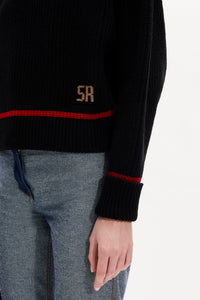 Pull à manches longues coudées en laine - Noir