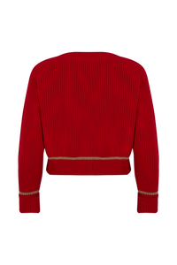Pull à manches longues coudées en laine - Rouge