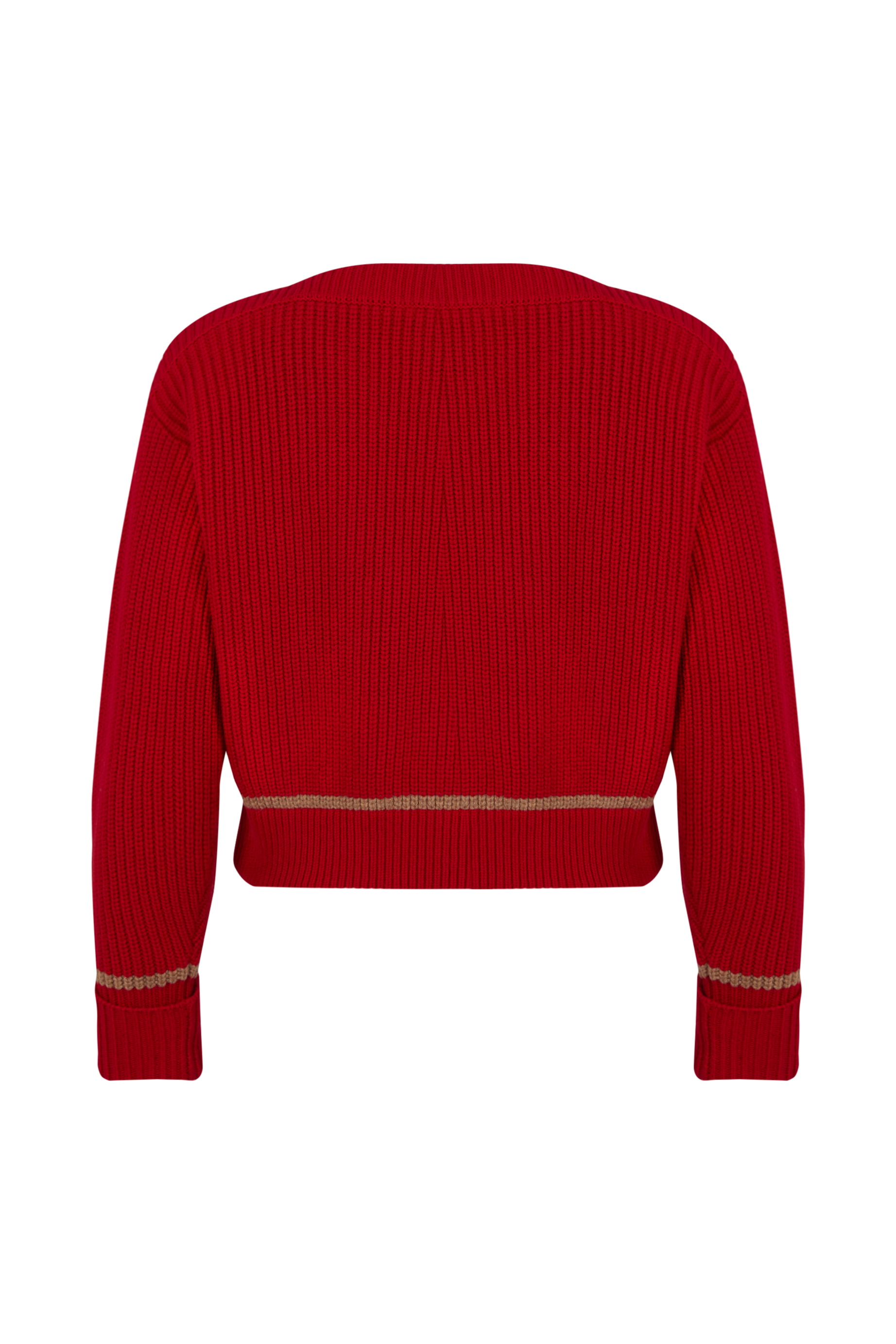 Pull à manches longues coudées en laine - Rouge