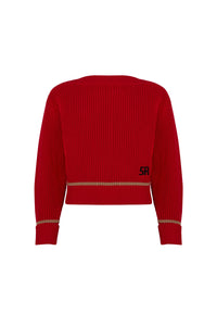 Pull à manches longues coudées en laine - Rouge