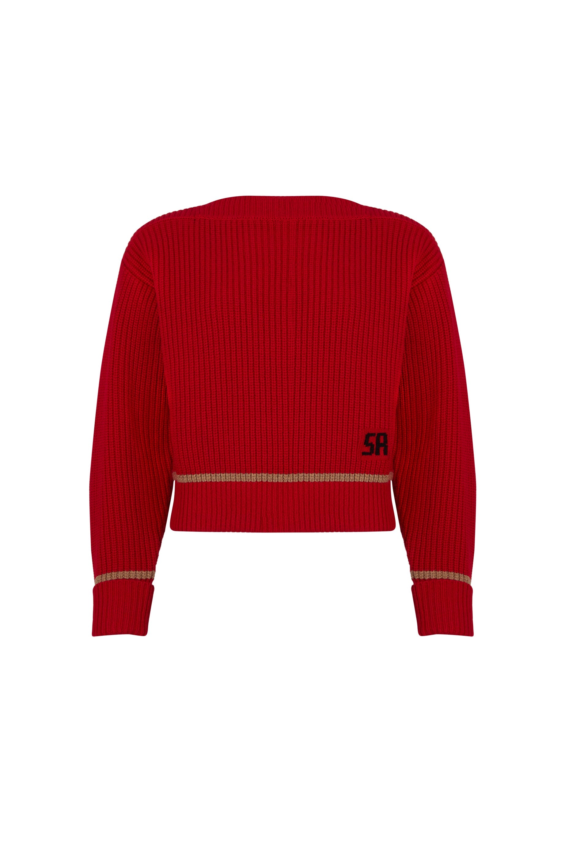 Pull à manches longues coudées en laine - Rouge