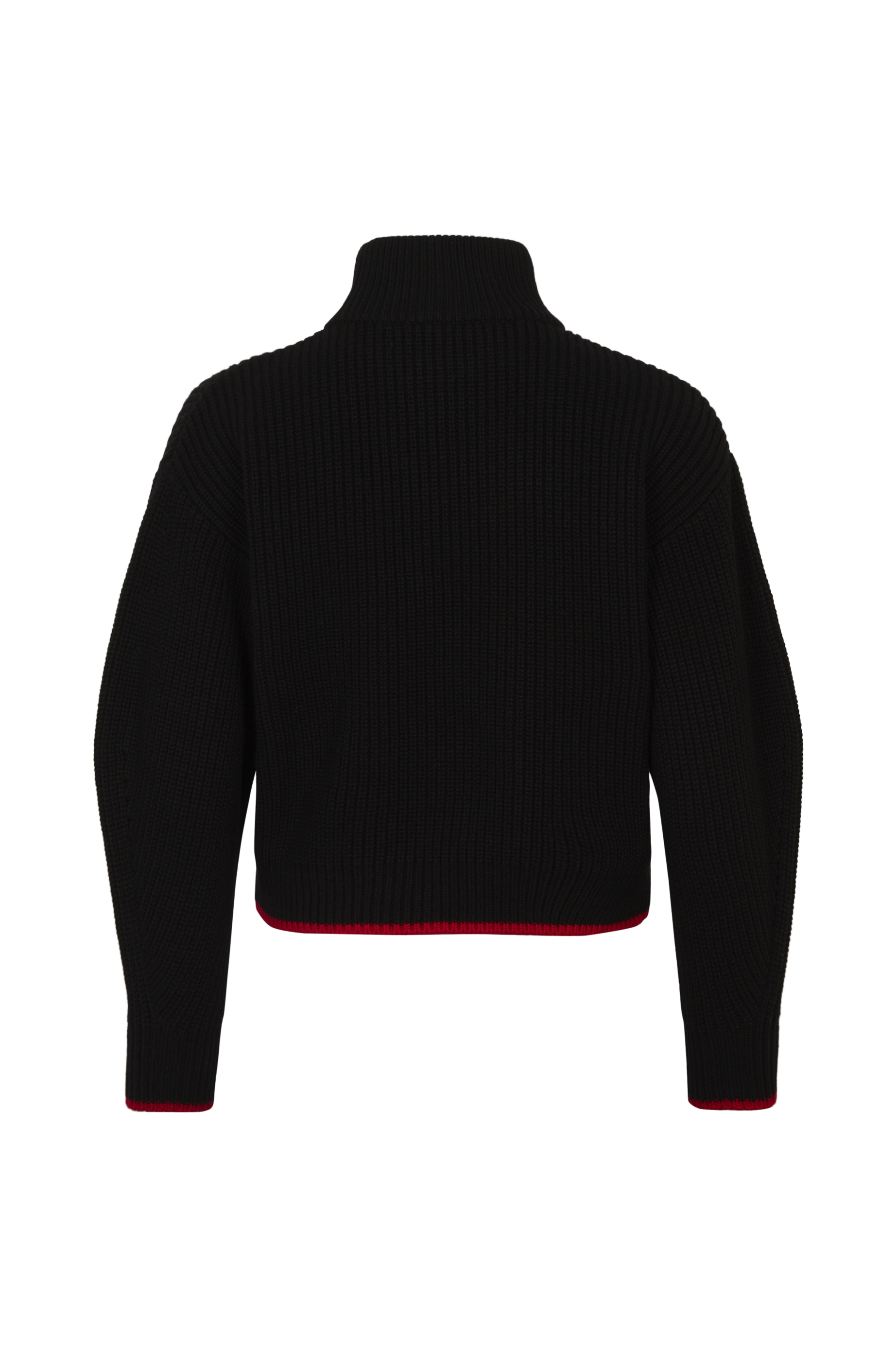 Pull col roulé à manches longues coudées en laine - Noir Intense