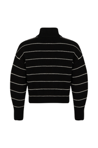Pull col roulé en laine - Noir & Blanc
