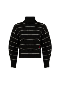 Pull col roulé en laine - Noir & Blanc