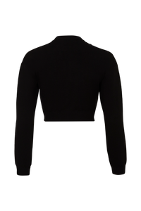 Pull à encolure brodée en cabochons à strass en laine - Noir