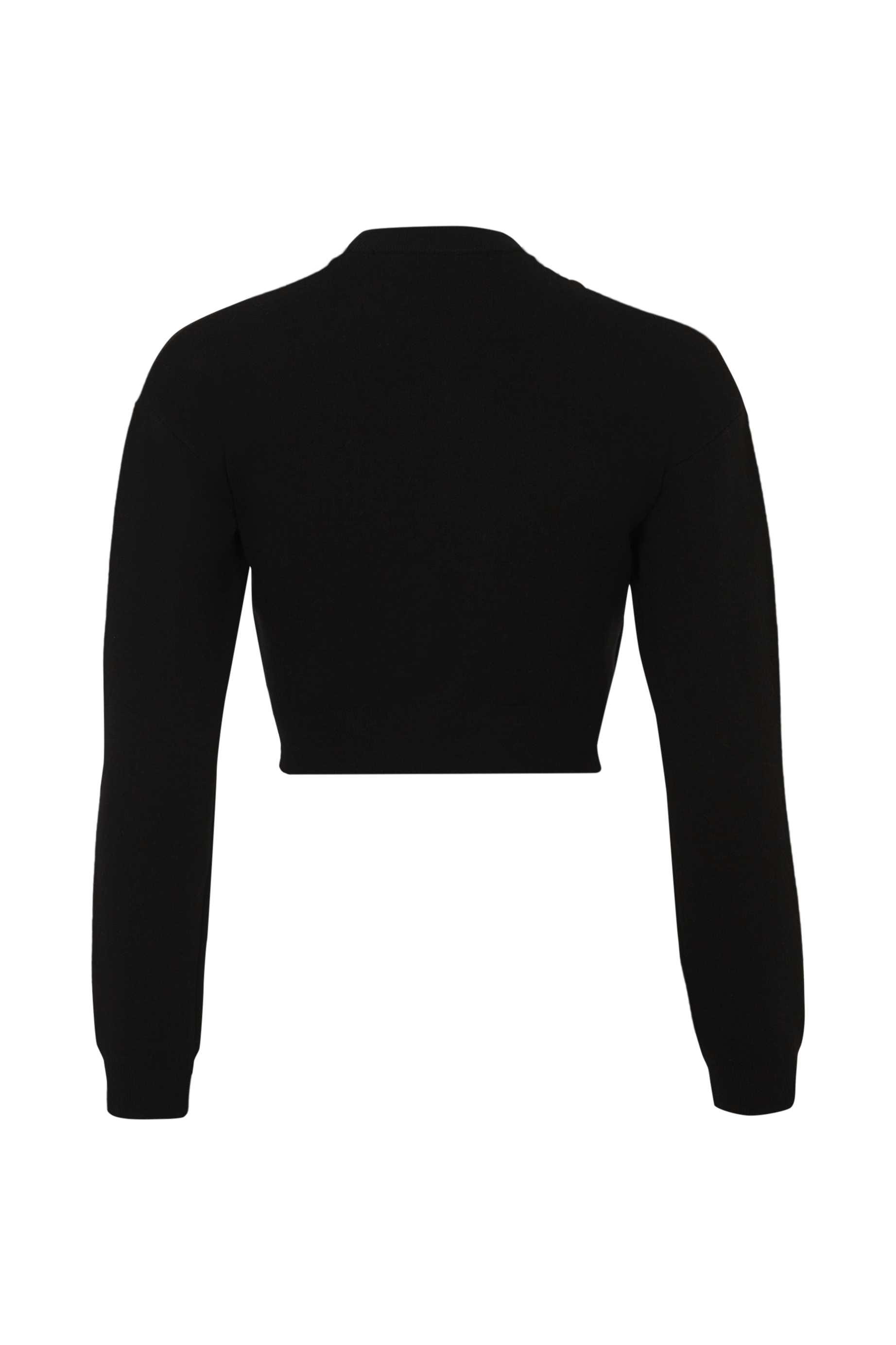 Pull à encolure brodée en cabochons à strass en laine - Noir