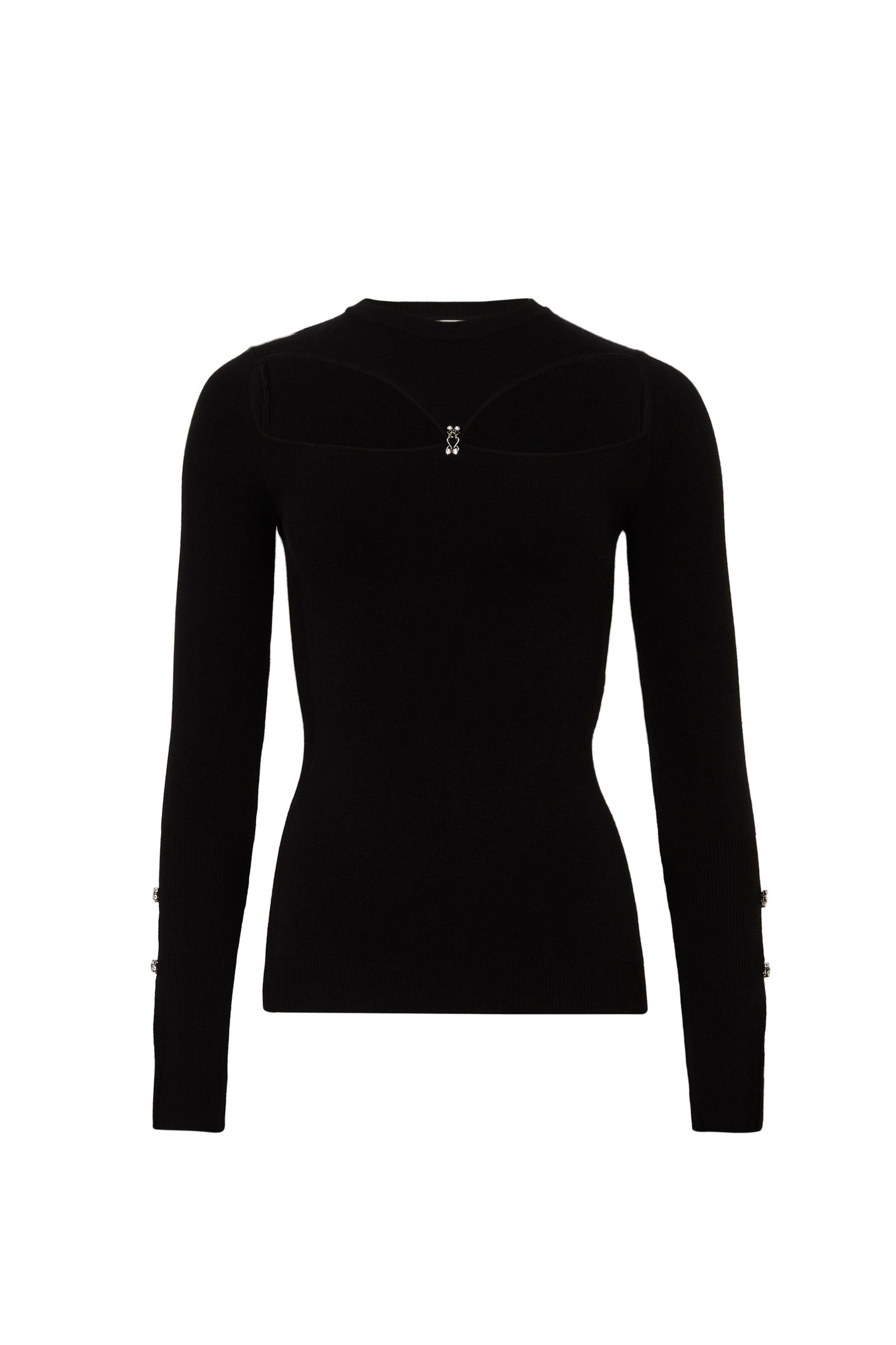 Pull orné d'agrafes strassées - Noir