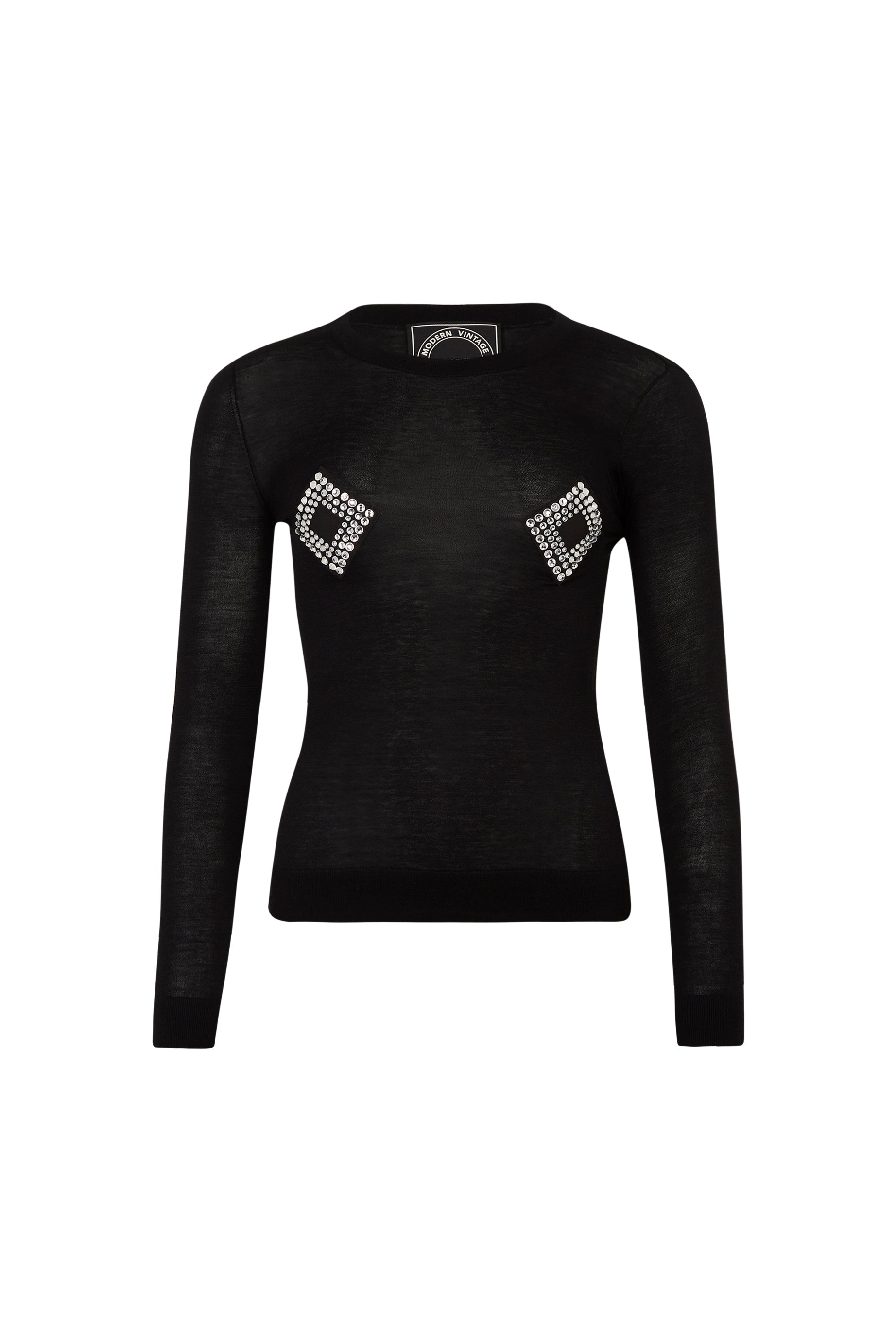 Pull col rond seconde peau - Noir
