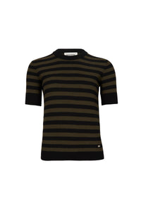 Pull Poorboy manches courtes en laine - Noir & Kaki