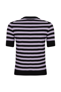 Pull Poorboy manches courtes en laine - Noir & Lilas