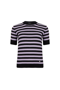 Pull Poorboy manches courtes en laine - Noir & Lilas