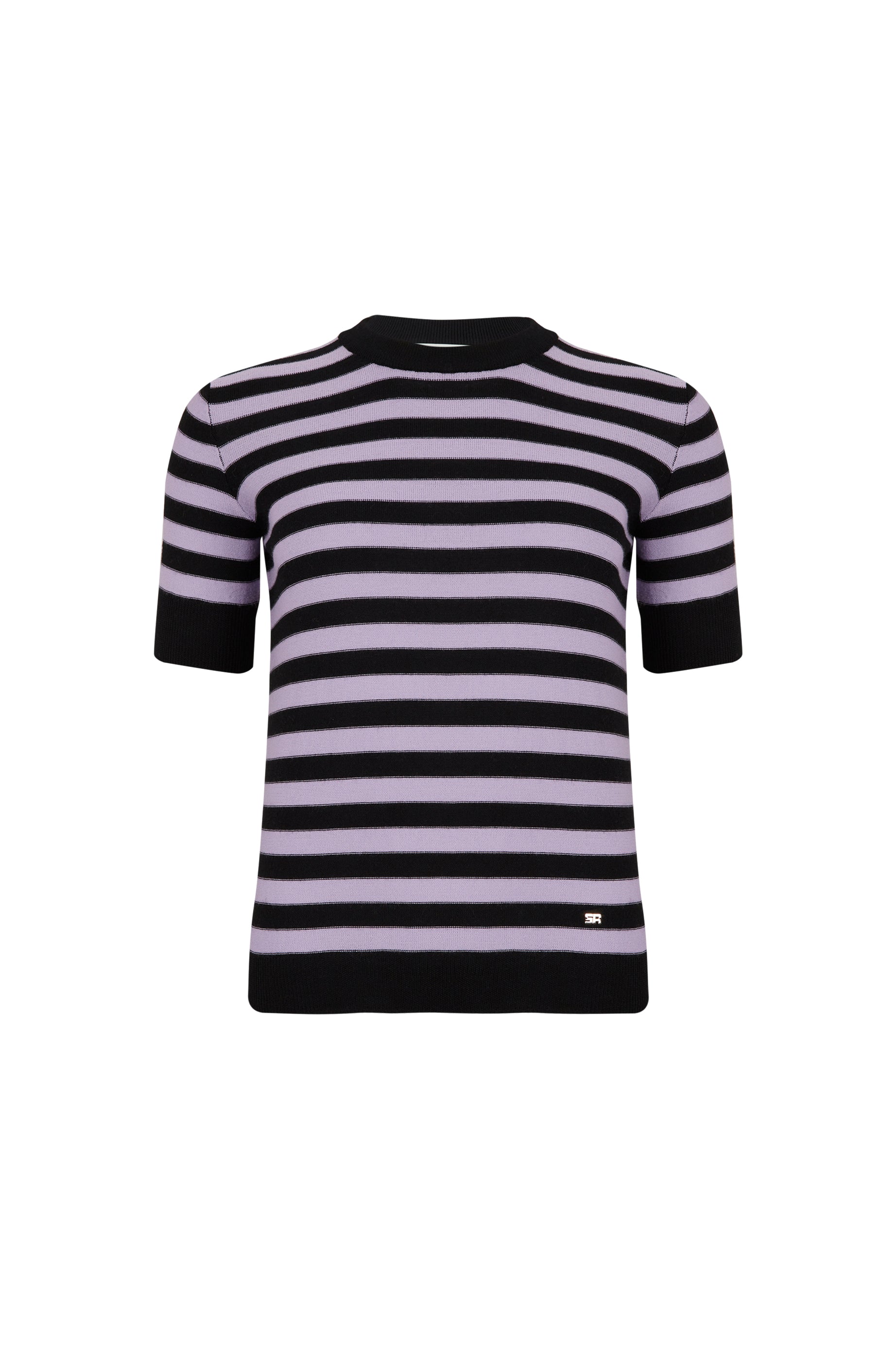 Pull Poorboy manches courtes en laine - Noir & Lilas