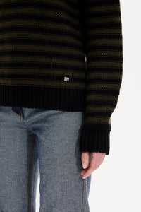 Pull Bigpoorboy en laine - Noir & Kaki