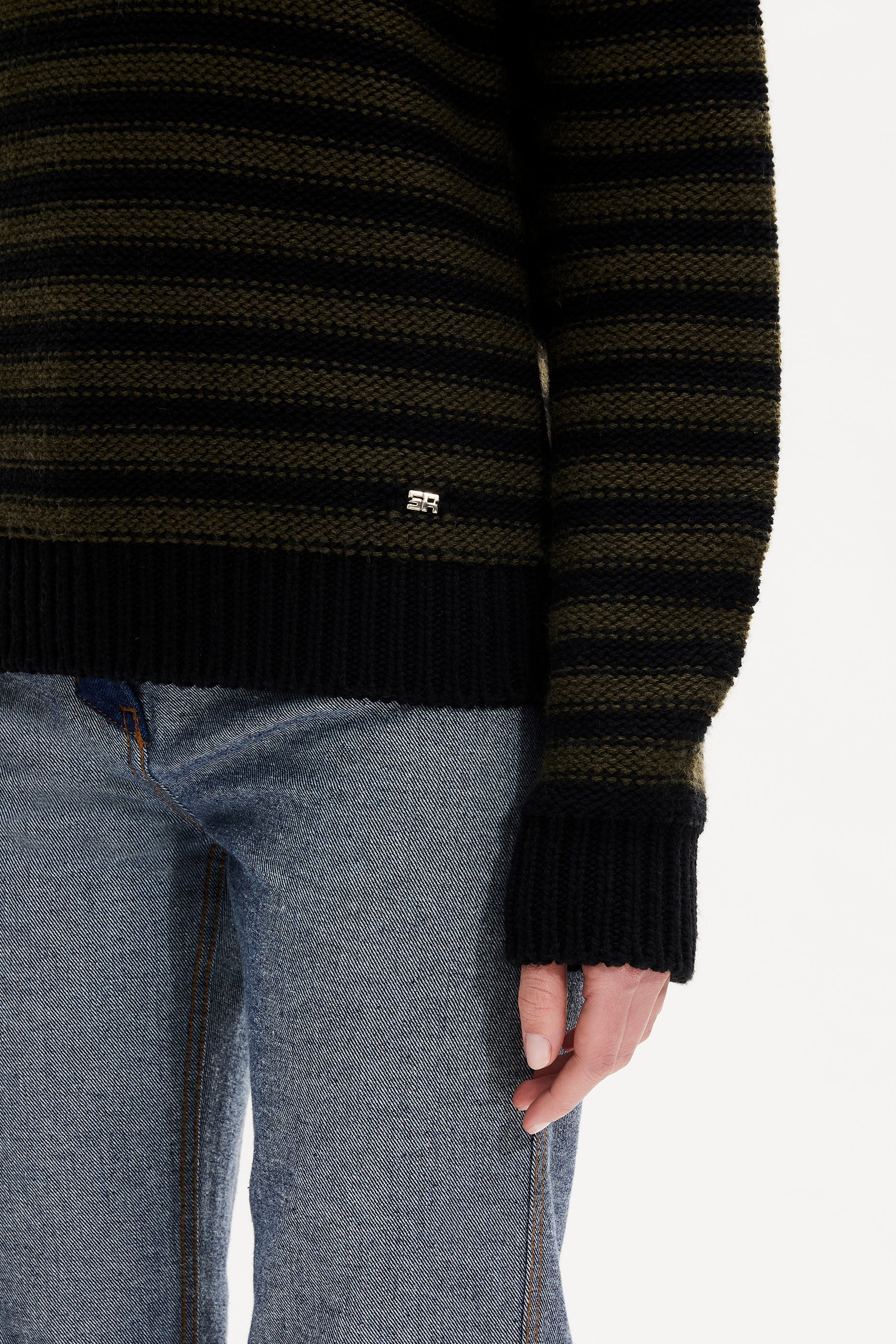 Pull Bigpoorboy en laine - Noir & Kaki
