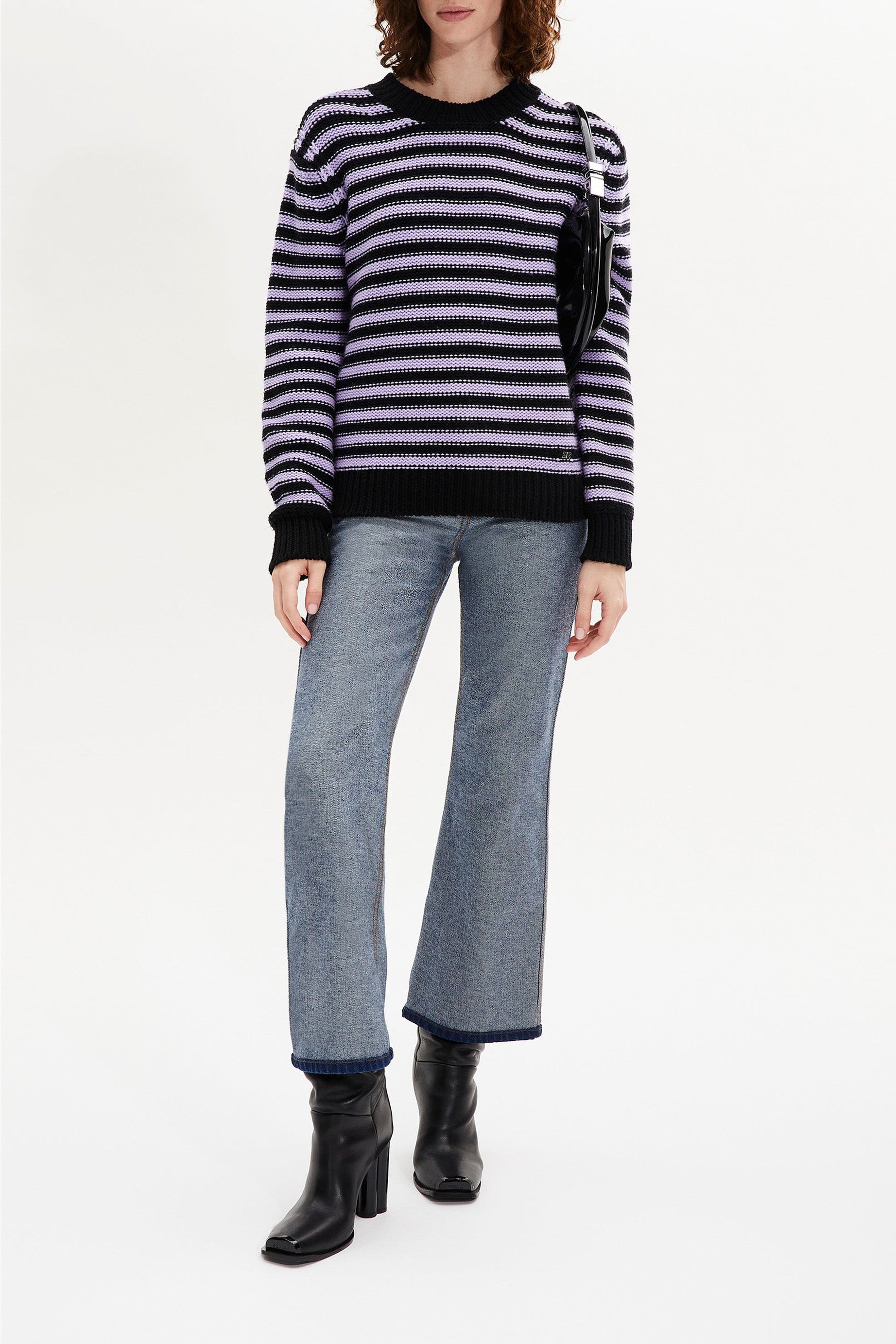 Pull Bigpoorboy en laine - Noir & Lilas